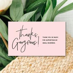 30 unidades/pacote obrigado rosa você cartão para apoiar a decoração do pacote de negócios "obrigado lindo" cartão de visita feito à mão com amor - Image 2