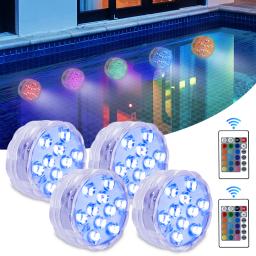 Luz de piscina com controle remoto, 10LED, RGB, Dive Fish Light, lâmpada subaquática, portátil a pilhas para aquário de vasos - Image 1