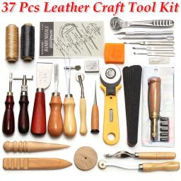 Kit de ferramentas de couro profissional, costura manual, costura, trabalho de escultura para DIY, acessórios artesanais de couro, 37 peças - Image 1