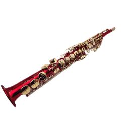 Soprano saxofone b plana vermelho cobre lacado ouro sax chaves de bronze woodwind instrumento com caso bocal frete grátis - Image 2