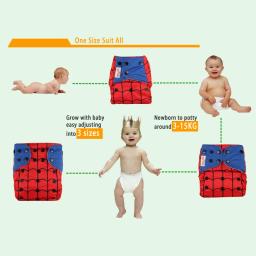 -Fralda de pano reutilizável, Fralda lavável, Fralda Real Pocket, Inserção de bebê, Ecológica, Ajustável, Fit 0 a 2 anos, 3 a 15kg, 2024 - Image 3