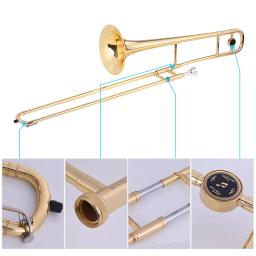 Ammoon-Latão Ouro Laca Bb Tone B Plano Instrumento de Sopro, Cupronickel Bocal, Limpeza Stick Case, Trombone Tenor - Image 3