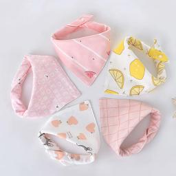 5 pçs/lote babadores do bebê triângulo duplo algodão babadores dos desenhos animados impressão saliva toalha do bebê meninos meninas avental de alimentação algodão bandana babadores - Image 3