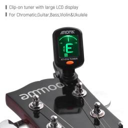 AROMA-Clip-on Guitar Tuner, Display LCD, rotativo, cromático, acústico, baixo, cavaquinho, acessórios de guitarra, AT-01A - Image 6