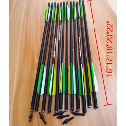 6/9/12/24 pçs 13 16 17 18 20 polegadas setas de carbono tiro com arco wt verde amarelo penas coluna 400 bolas de besta para caça tiro com arco - Image 4