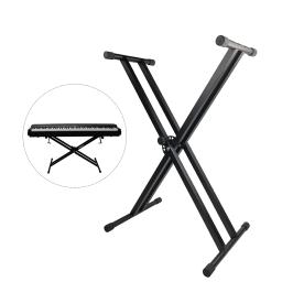 X-style suporte de teclado para piano, ajustável, portátil, música resistente, com alça de ancoragem, preto - Image 1