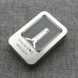 Caixa de lata personalizada com o seu texto, gravado a laser, presentes de metal prateado, pingente para anel, colar, chaveiro, relógio de bolso - Image 3