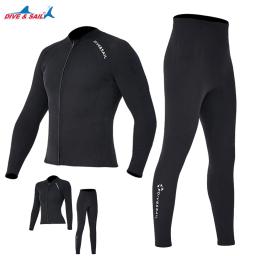 Dive Sail-Fato de mergulho em neoprene premium para homens e mulheres, calças de wetsuit, jaqueta de corpo dividido, roupa de banho preta, 2mm - Image 1