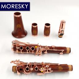 Moresky clarinete profissional de madeira vermelha, botões bb/rosa banhados a ouro/redwood sib clarnet - Image 2