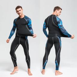 Rashguard masculino esportes compressão térmica roupa interior terno de fitness jogging conjunto roupas esportivas - Image 2