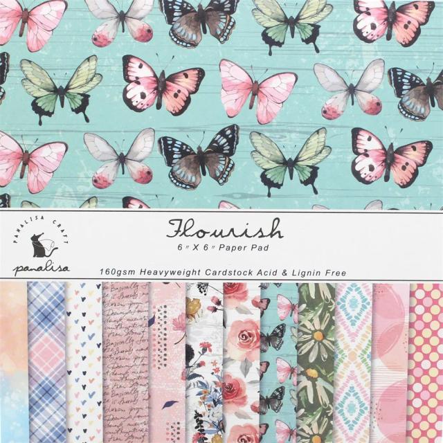 Conjunto de 12 Folhas de Papel para Scrapbooking Floral - Artesanato Criativo para Faça Você Mesmo