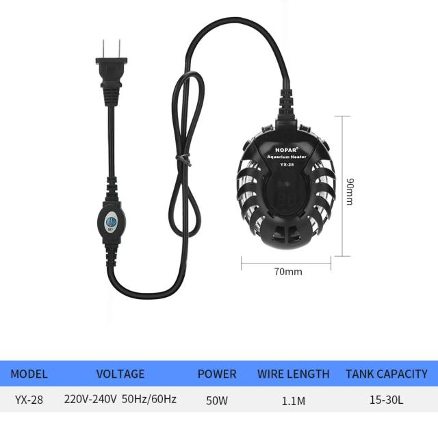 Aquecedor Elétrico de Aquário 220V com Controle Digital de Temperatura - Mini Hastas de Aquecimento para Tartarugas 25W a 100W