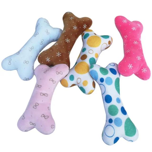 Brinquedo de Pelúcia Resistente em Forma de Osso para Animais de Estimação - Ideal para Mordidas, 1 Peça