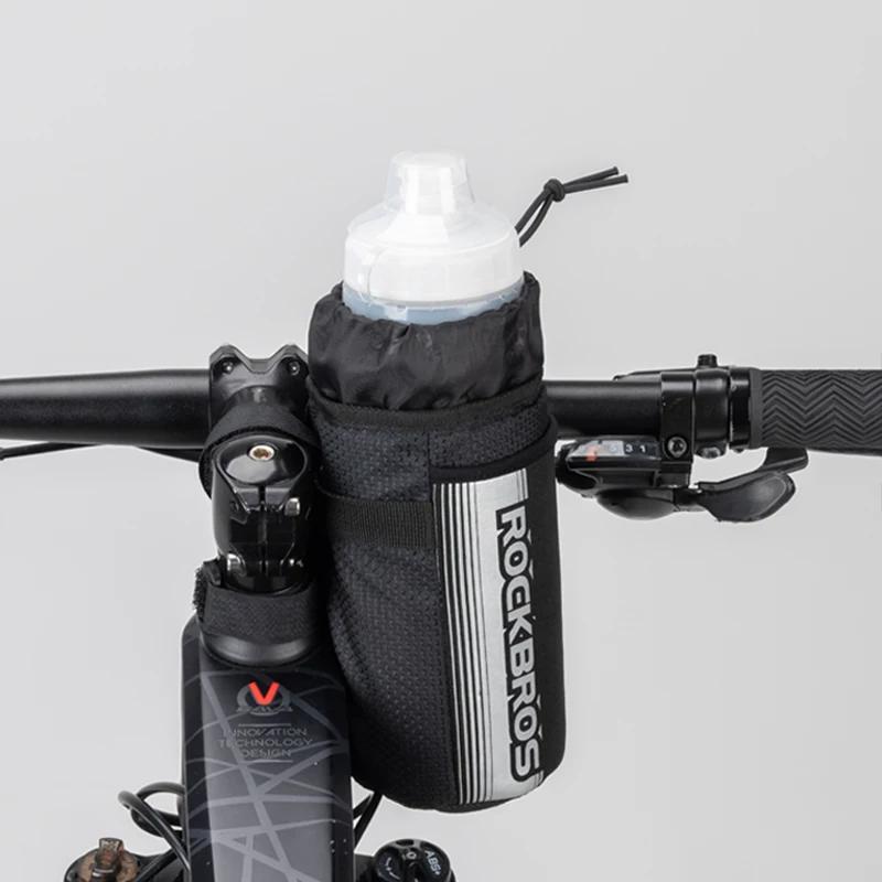 Rockbros bicicleta guiador saco ciclismo garrafa de água portador titular alça ampla reflexiva scooter pendurar saco bolsa da bicicleta acessórios - Image 1