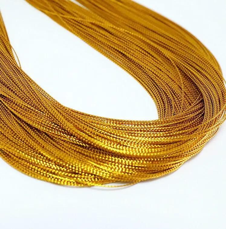 Caixa de presente de embrulho de presente de ouro 1mm poliéster festa de ano novo roupas cartão de suspensão pacote de decoração de família linha dourada - Image 1