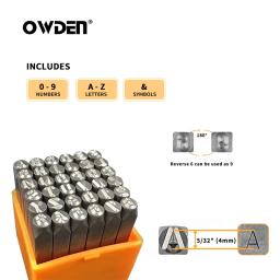 OWDEN Steel Metal Stamp Set para Artesanato Jóias, Ferramenta de Estampagem, Número e Letter Punch Kit, 36Pcs, 4mm - Image 2