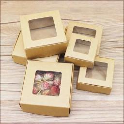 Grandes presentes embrulho caixa, tamanho pequeno, vintage kraft, papel branco doces caixas, presentes pacote caixa, Home festa suprimentos, 5pcs - Image 4