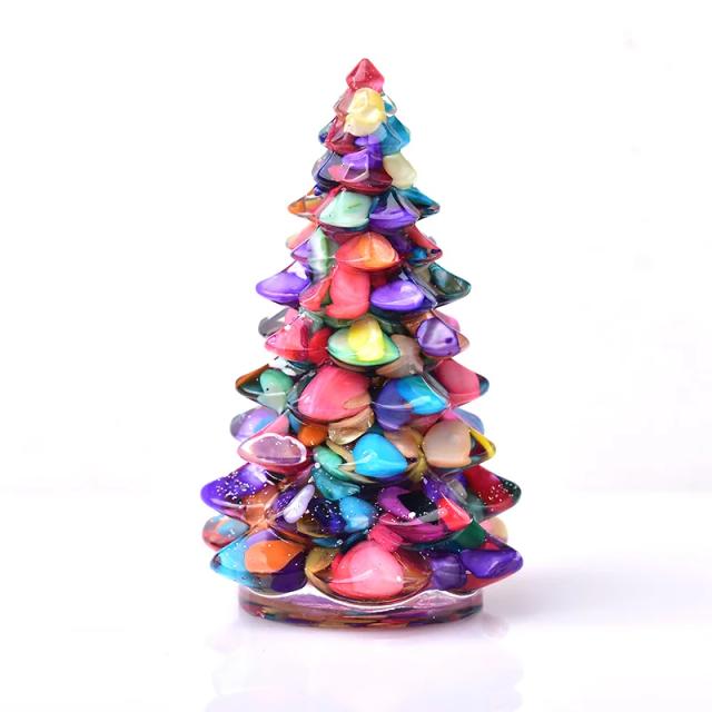 Resina Natural de Árvore da Sorte: Ornamentos Artesanais de Pedras Preciosas para Decorar sua Casa e Presentear no Natal