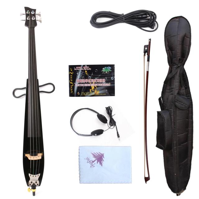 Violoncelo Elétrico 4/4 de 4 Cordas com Som Poderoso e Silencioso, Acabamento em Ébano de Alta Qualidade, Cor Preta