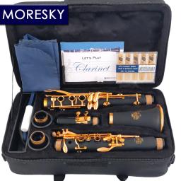 Moresky-E111 Bb Clarinete, Laca Dourada, 17 Chaves Sib, Preto - Image 2