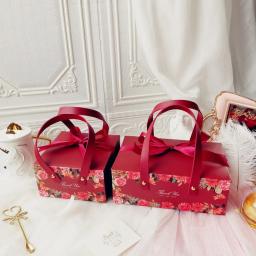 Presentes de casamento para convidados, caixas e embalagens de bolo, caixa de flores com decoração portátil de casamento, lembranças de festa, caixa de presente, embalagem - Image 1