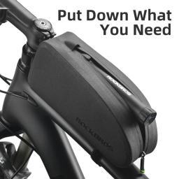 Rockbros saco de bicicleta à prova d' água ciclismo top tubo frontal saco quadro grande capacidade mtb estrada pannier bicicleta acessórios da bicicleta preta - Image 6