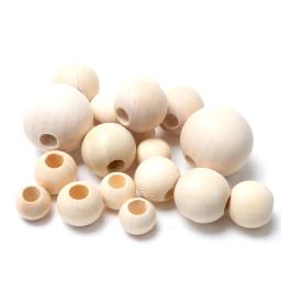 8-50mm contas de madeira natural redondo para fazer jóias diy pulseira acessórios grânulo bola solta contas grande buraco fornecimento - Image 3