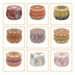 9 pçs retro floral lata de lata com tampa presente jóias caixa de lata biscoito doces chá organizador de armazenamento velas artesanais que fazem recipiente - Image 1
