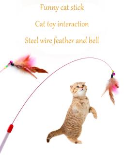 Pena de metal sino fio gatos vara para o brinquedo do gato brinquedos para animais estimação interativos suprimentos dla kota cosas suministros para gatos - Image 1