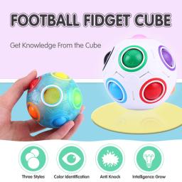 Bola de arco-íris quebra-cabeça cubo mágico futebol brinquedo fidget luminoso 3d cérebro teasers anti estresse alívio jogo educativo para crianças adultos - Image 6