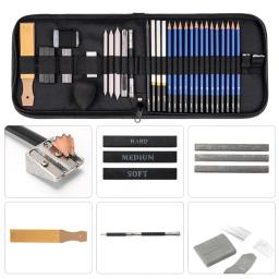 Esboço profissional desenho lápis set, carvão vegetal grafite vara, grafismo completo, kit de arte com zíper para artistas, 36pcs - Image 5
