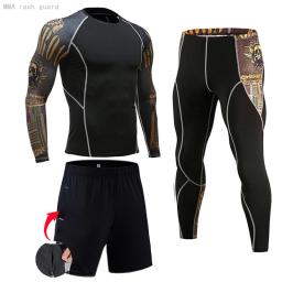Ternos de Compressão Sportswear para Homens, Ginásio Calças Justas Roupas De Treinamento, Workout Jogging Sports Set, Running Rashguard Treino - Image 4