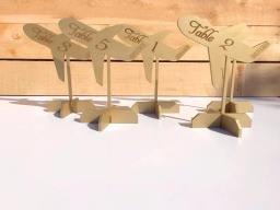 Números De Mesa De Madeira Elegantes Personalizados Com Conjunto De Suporte, Sinal De Casamento Rústico, Avião, Viagem, Festa De Chuveiro - Image 2
