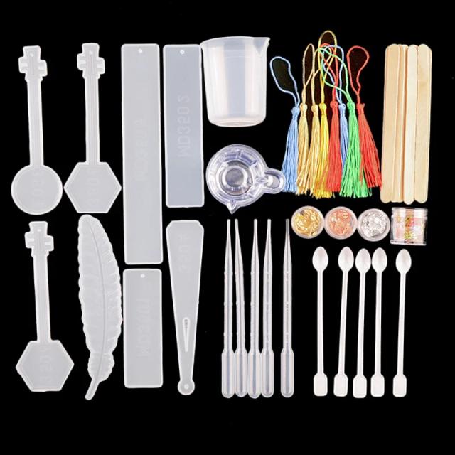 Kit Completo de Moldes de Resina para Bandejas e Bolos: DIY com Silicone Epóxi, Ferramentas de Joalheria e Materiais Artesanais