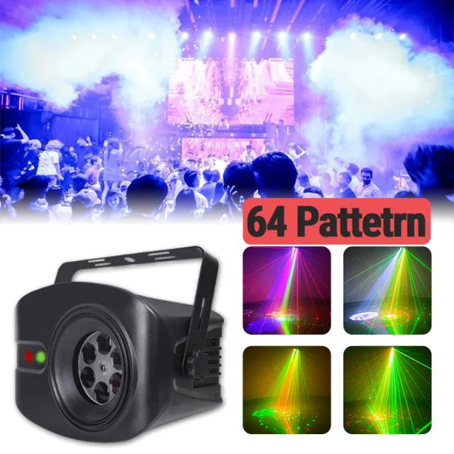 Projetor Laser DJ RGB com 4 LEDs e Efeitos de Iluminação Gobo para Festas, Casamentos, Aniversários e Natal - 48 Padrões Cativantes