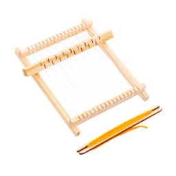Mini tear de tecelagem de madeira para crianças, máquina de tricô artesanal com acessórios, brinquedo tradicional DIY, crianças - Image 6