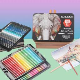 Conjunto de lápis de cor 180 cores pintura lápis de cor criação de arte lápis de cor oleosa exclusivo lápis de cor, conjunto de arte de cor profissional presente de feriado - Image 6