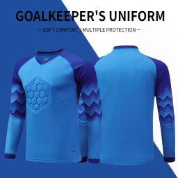2021 novo uniforme de treinamento futebol dos homens guarda-redes uniforme crianças camisa de futebol conjunto manga longa proteção esponja camisa calças - Image 3