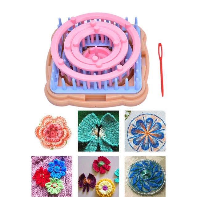 Ferramenta de Tecelagem DIY: Tricô de Agulha e Tear Floral, 1 Peça em 9 Cores