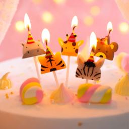 5 pçs aniversário velas crianças primeiro aniversário festa de bolo decoração animal dinossauro unicórnio elefante vela sem fumaça - Image 5