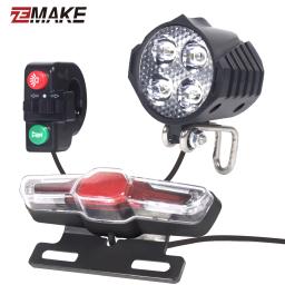 Farol dianteiro e traseiro LED e luzes traseiras para bicicleta elétrica, farol de bicicleta, holofote noturno, luzes de advertência, 24 V, 36 V, 48V, 60V - Image 2