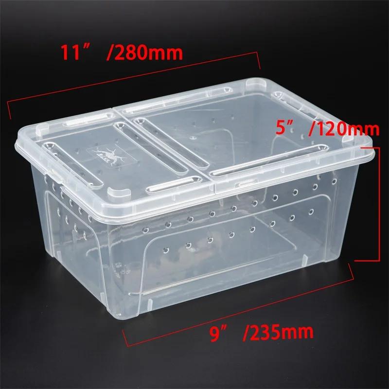 Grande caixa de répteis com tigela de alimentação, plástico transparente inseto terrário, animais de estimação, reprodução Food Feed Box - Image 1
