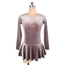 Patinação artística traje vestido de patinação no gelo saia para menina feminino crianças competição veludo borboleta strass 12 cores - Image 4