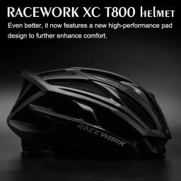 RACEWORK-Capacete leve de bicicleta para homens e mulheres, chapéu de equitação City Light integrado, XC T800 - Image 4