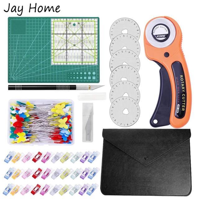 Kit Completo de Cortadores e Acessórios para Patchwork - 125 Peças com Tapete de Corte, Régua, Faca de Escultura e Clipes de Costura