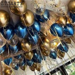 Balões metálicos dourados e brilhantes, balões de látex com confete para decoração de festa de aniversário, globos para adultos e crianças, suprimentos de festa de páscoa com 12 peças - Image 1