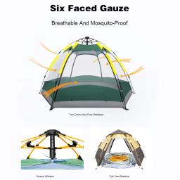 Barraca de acampamento exterior da família wateroproof da dupla camada de wolface tendas automáticas 5-8 pessoas portátil respirável do curso caminhadas tenda - Image 5