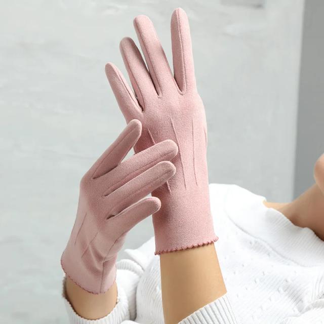 Luvas de Ciclismo Femininas Elegantes à Prova de Vento com Toque Sensível para Inverno e Estilo Outdoor