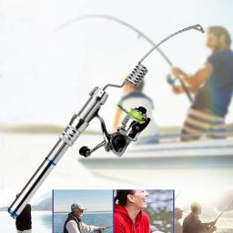Portátil Vara De Pesca De Aço Inoxidável, Mini Roda De Giro, Kit De Carretel, Rio, Lago, Pólo De Pesca De Gelo, Acessórios - Image 2