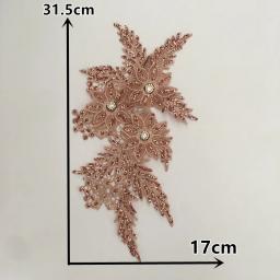 Aplicação de flores em 3d, gola de renda com strass, tecido de renda, bordado, materiais de artesanato, vestido tudo para costura, acessórios - Image 4